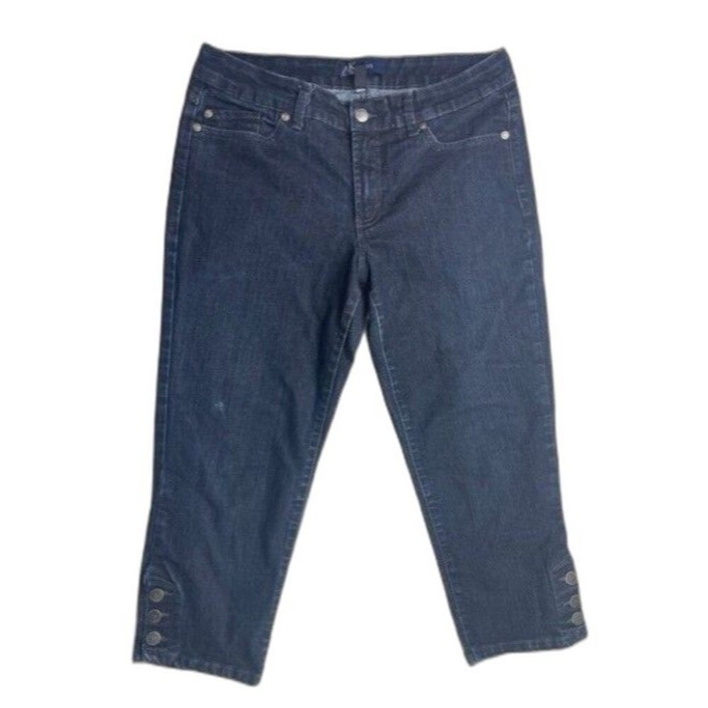 AK Anne Klein Jeans Size 10 Crop Capri Stretch Dark Wash Mid Rise